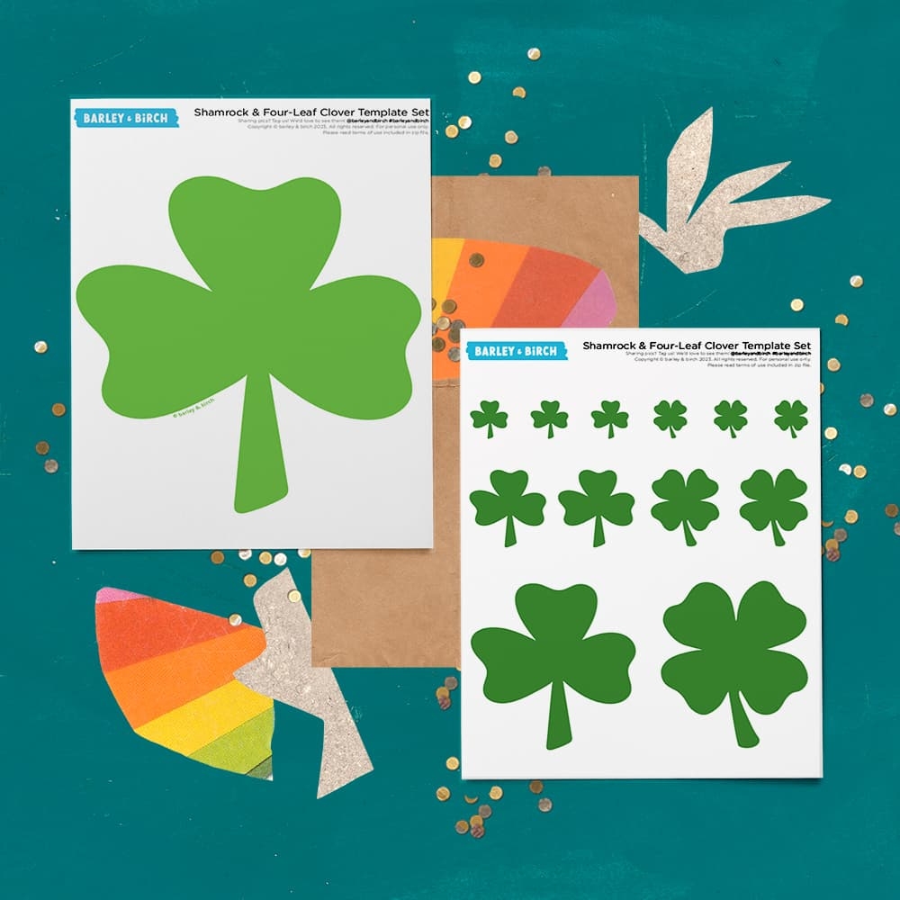 Printable Clover And Shamrock Template Set Barley Birch