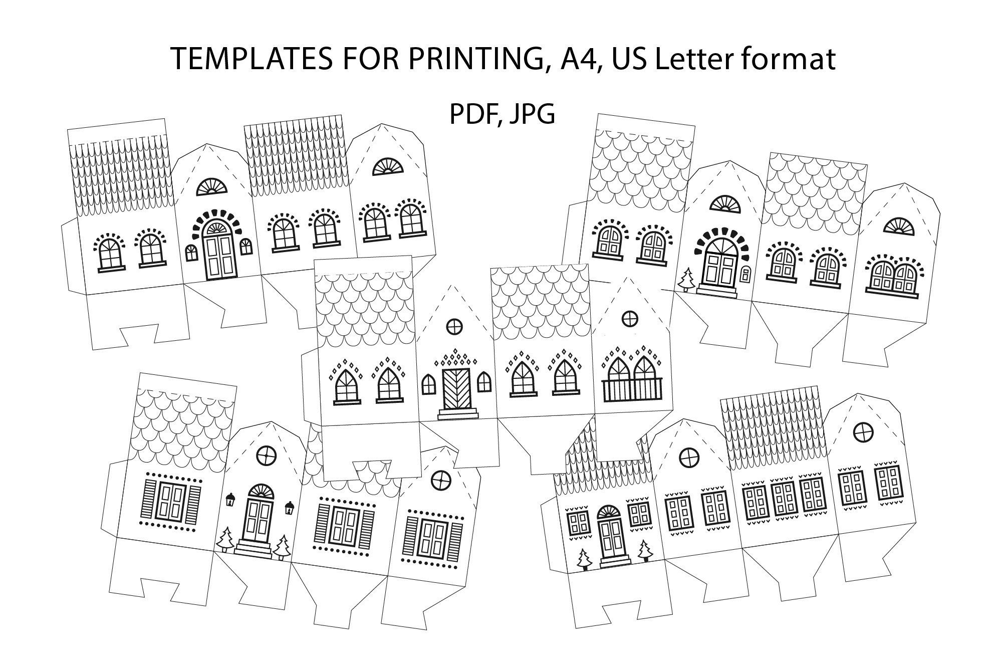 Printable Craft Paper House 3D Template Paper Cut House SVG Printable Craft Paper House 3D Template Paper Cut House SVG
