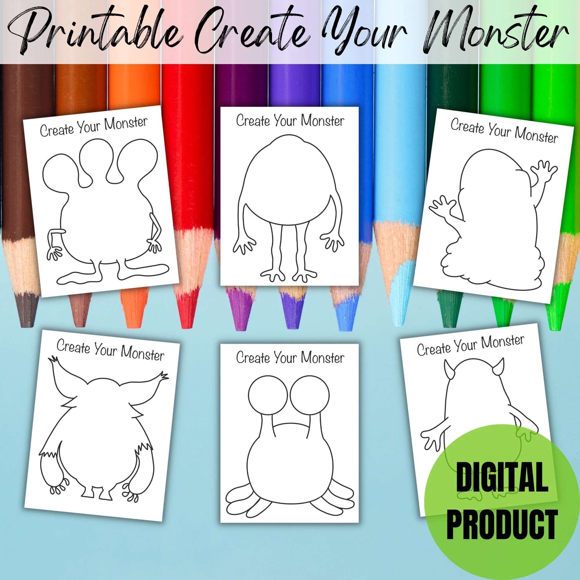 Printable Create Your Monster Template Monster Party Coloring Sheets Monster Activity For Kids Create Your Own Monster Worry Monster Etsy UK
