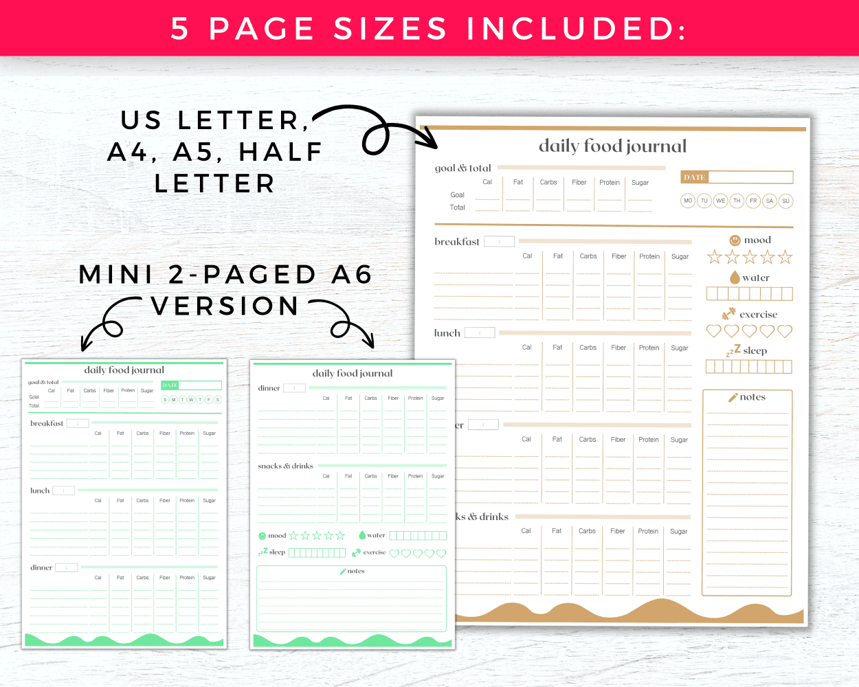 Printable Daily Food Diary Template Calorie Macro Tracker Log Journals With Dragons