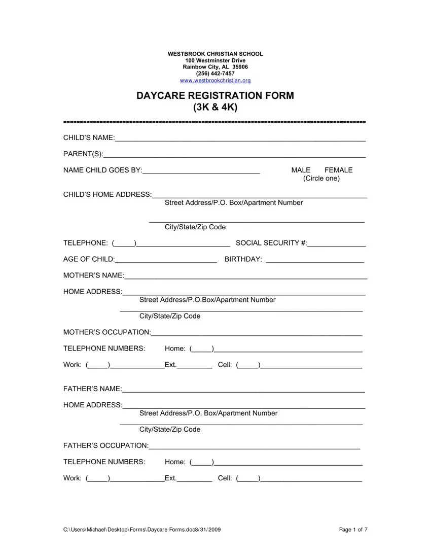 Printable Daycare Contract Template