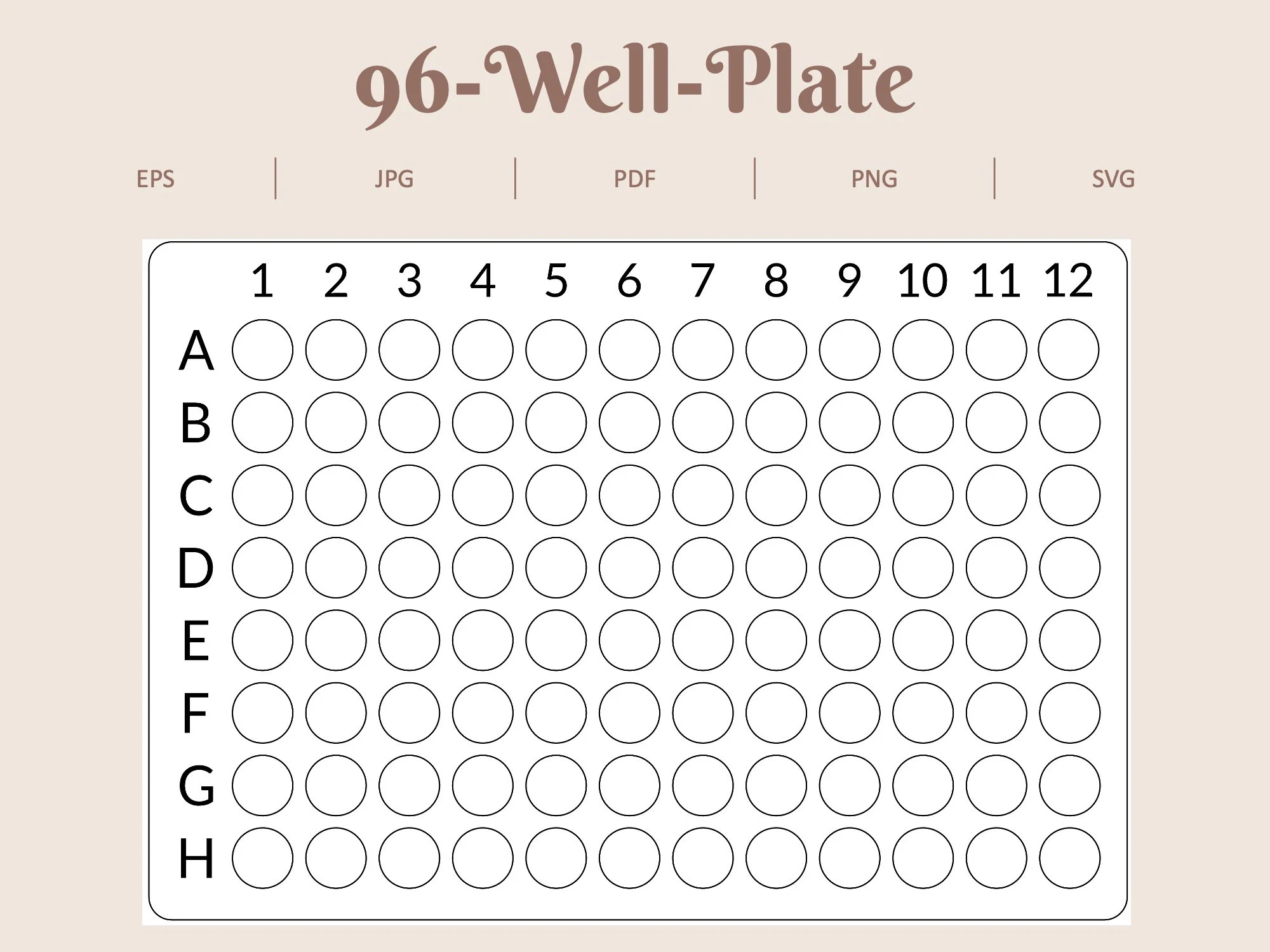 Printable Editable Laboratory Microplate Well Plate Template 6 12 24 48 96 384 Size A4 Size Contain Eps Jpg Pdf Png Svg Files Etsy UK