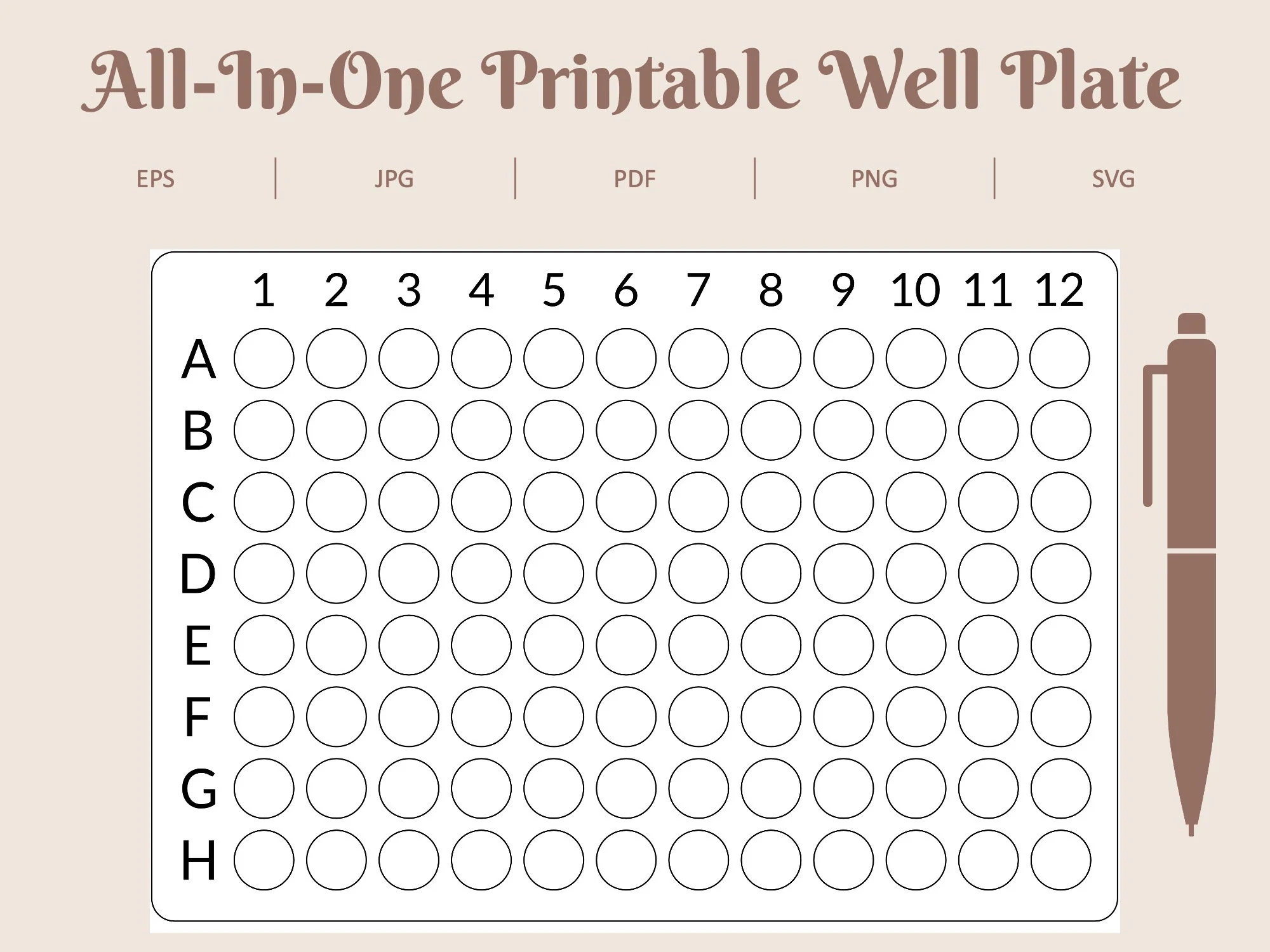 Printable Editable Laboratory Microplate Well Plate Template 6 12 24 48 96 384 Size A4 Size Contain Eps Jpg Pdf Png Svg Files Etsy