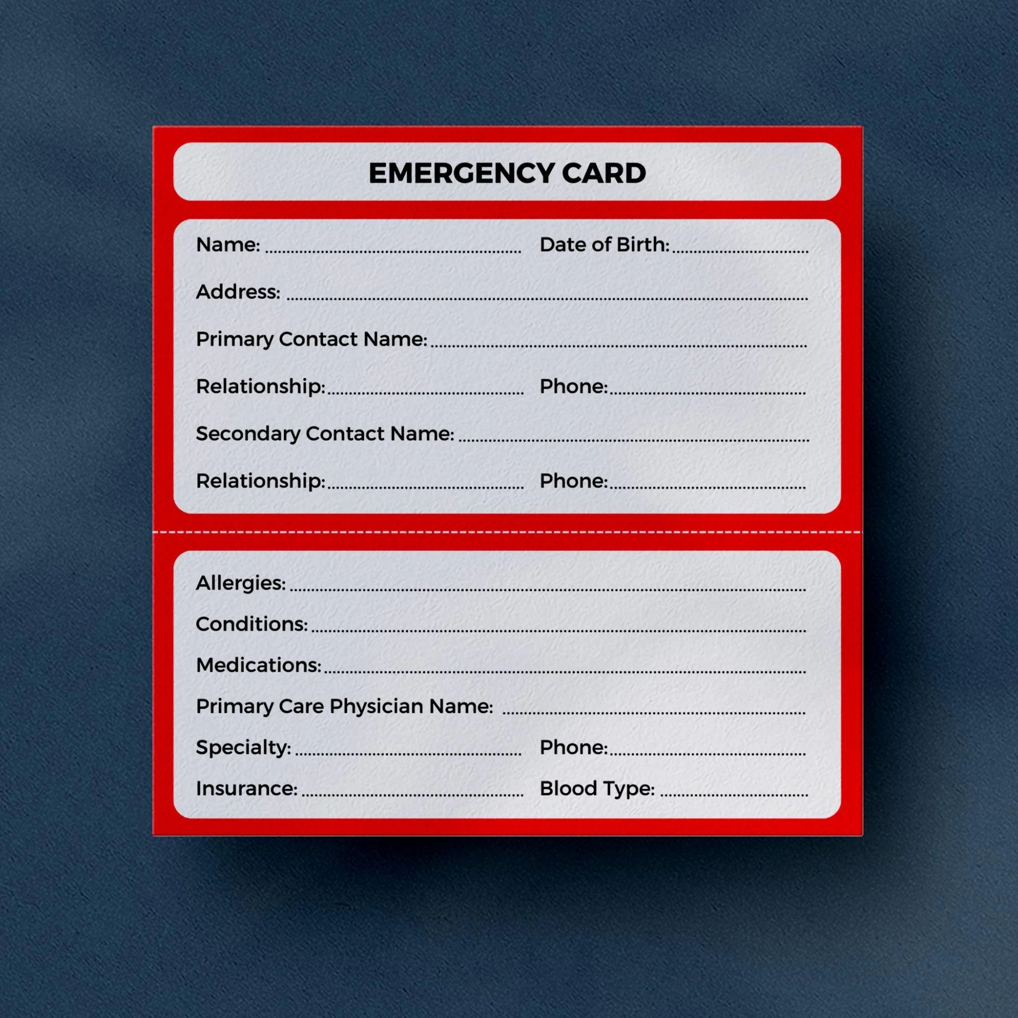 Printable Emergency Card Template Emergency Card For Wallet Emergency Contact Card Business Card Size Printable PDF Editable Canva Etsy Australia