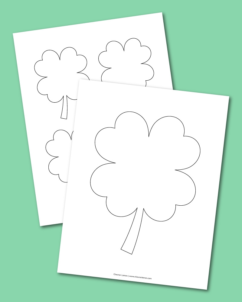 Printable Four leaf Clover Templates In Different Sizes Chevron Lemon