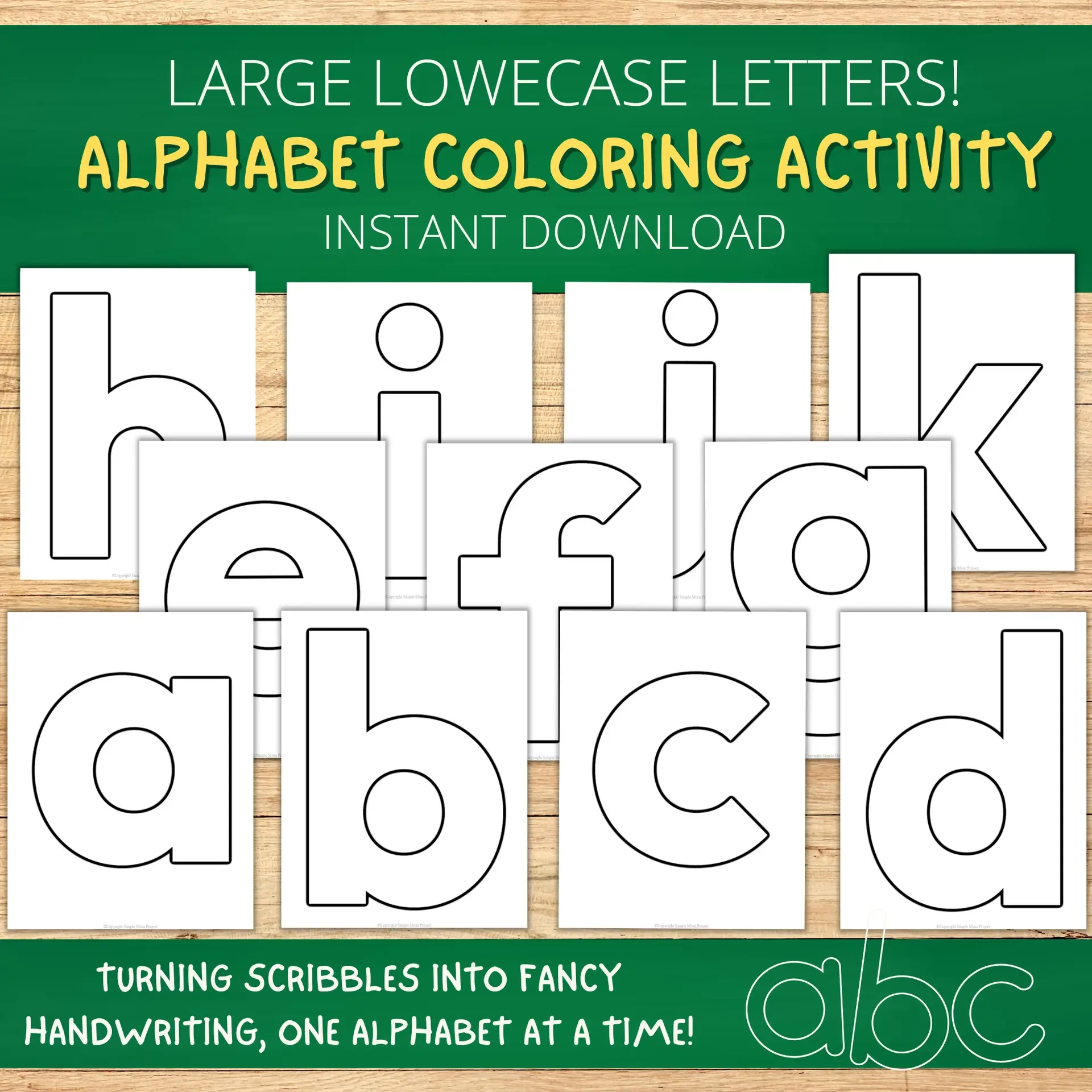 Printable Full Page Fun Lowercase Alphabet Template Bundle Simple Mom Project Store