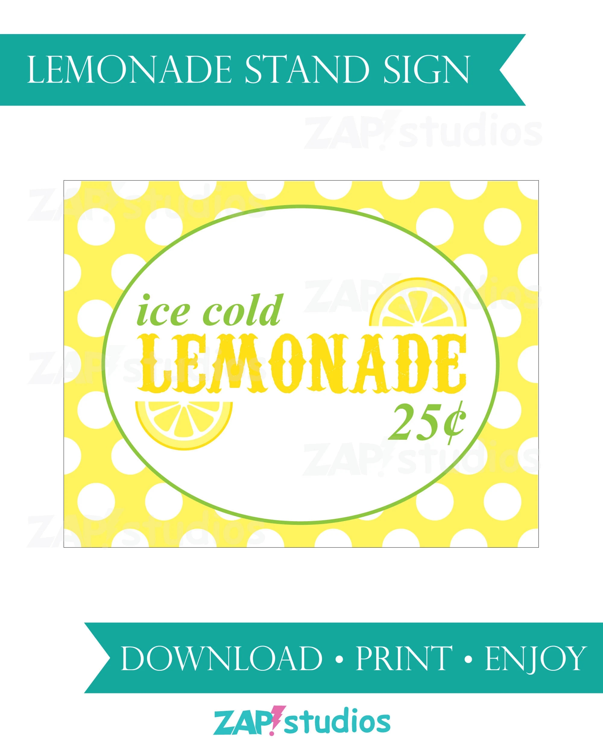 Printable Lemonade Stand Sign DIY Lemonade Stand Kids Lemonade 