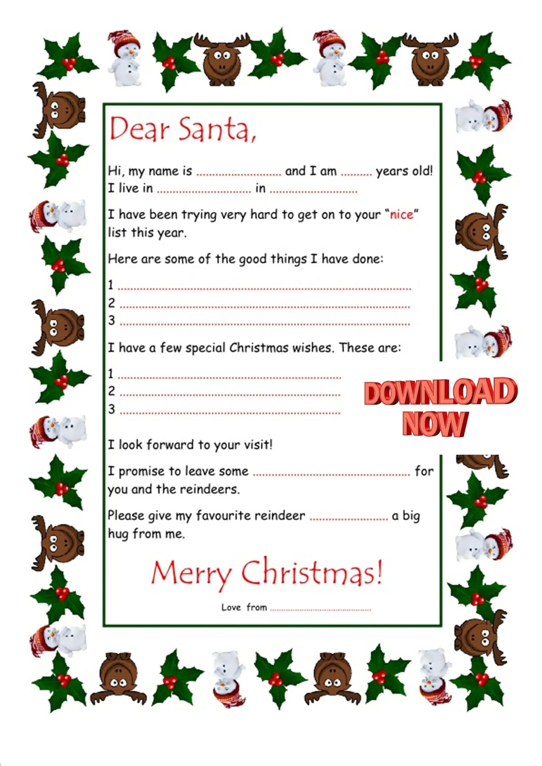 Free Printable Pdf Santa Letter Template Free Printable Pdf Santa Letter Template