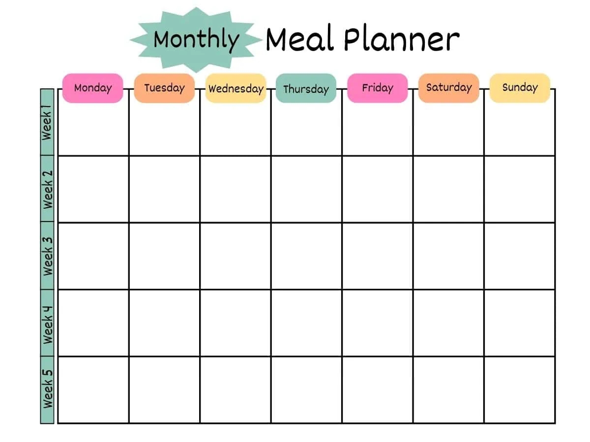 Printable Meal Planner Templates Free PDF Printable Meal Planner Templates Free PDF