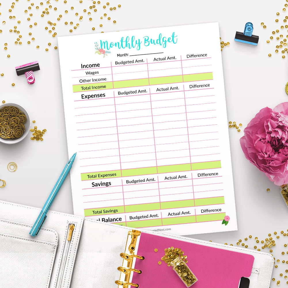 Printable Monthly Budget Template A Cultivated Nest