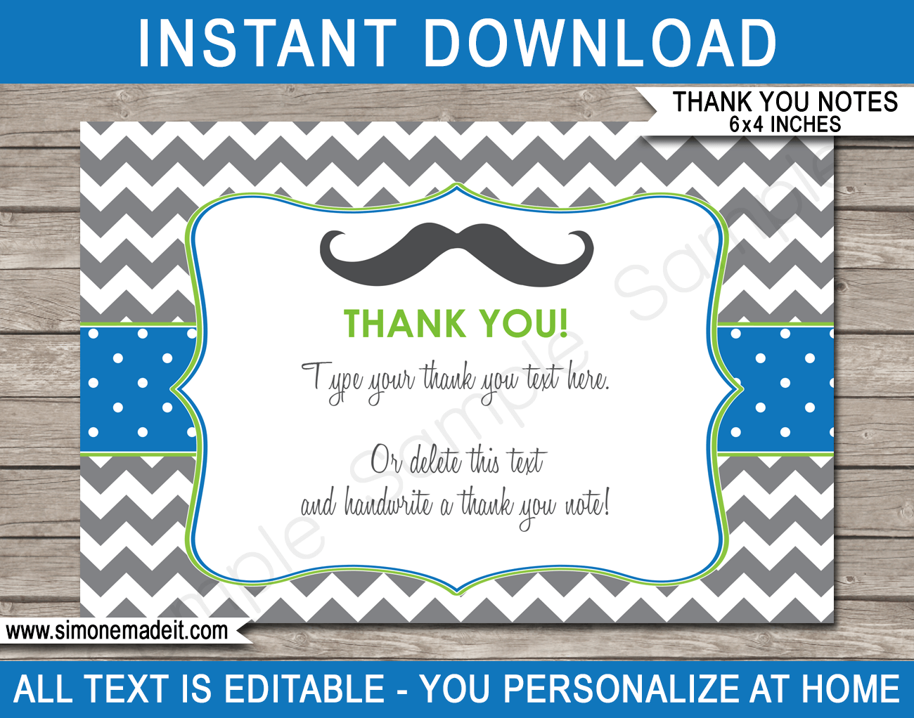 Mustache Printable Template
