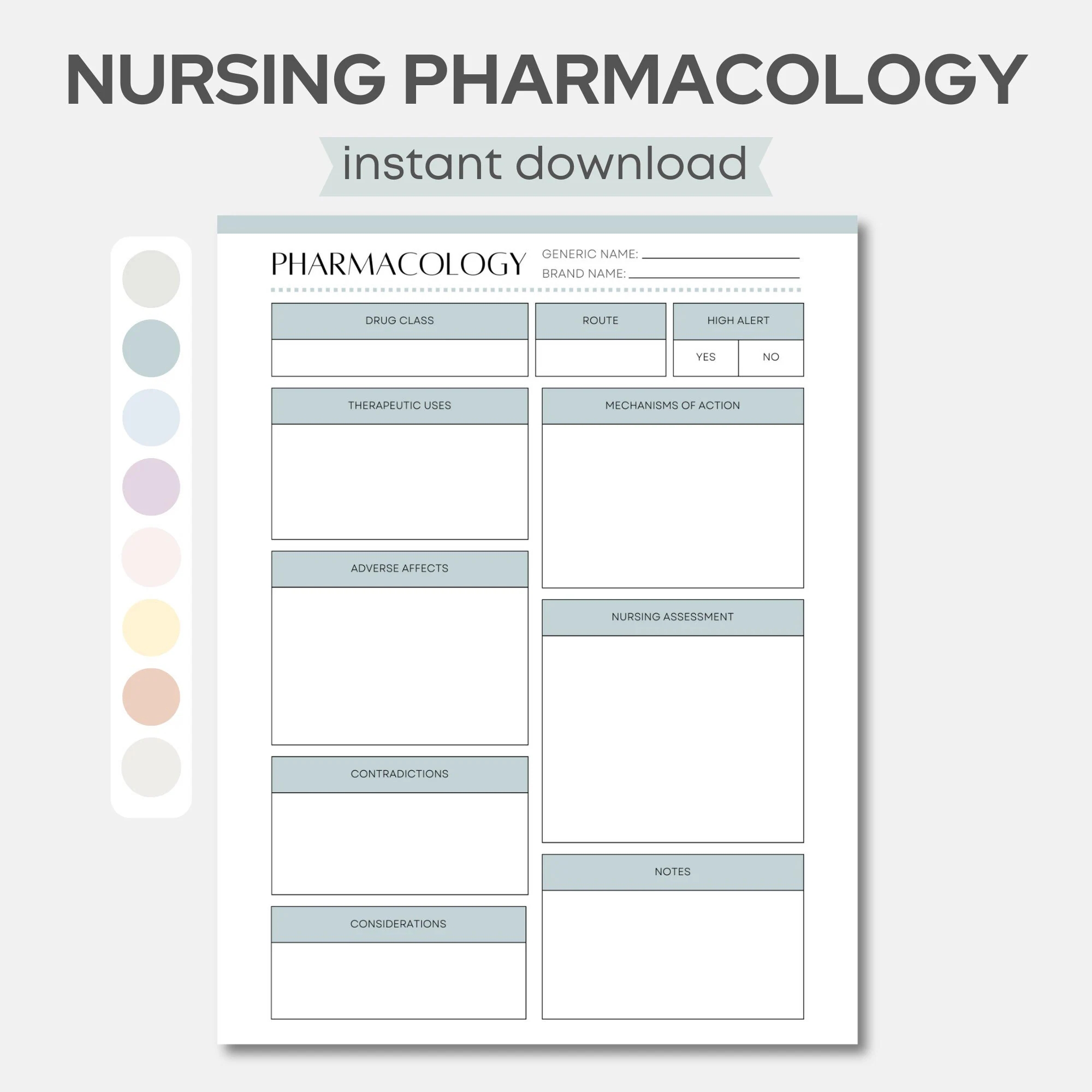 Printable Nursing Pharmacology Template Pharmacology Notes Nursing Student Resources Medication Guide Student Nurse Pharmacy Guide Etsy Ireland