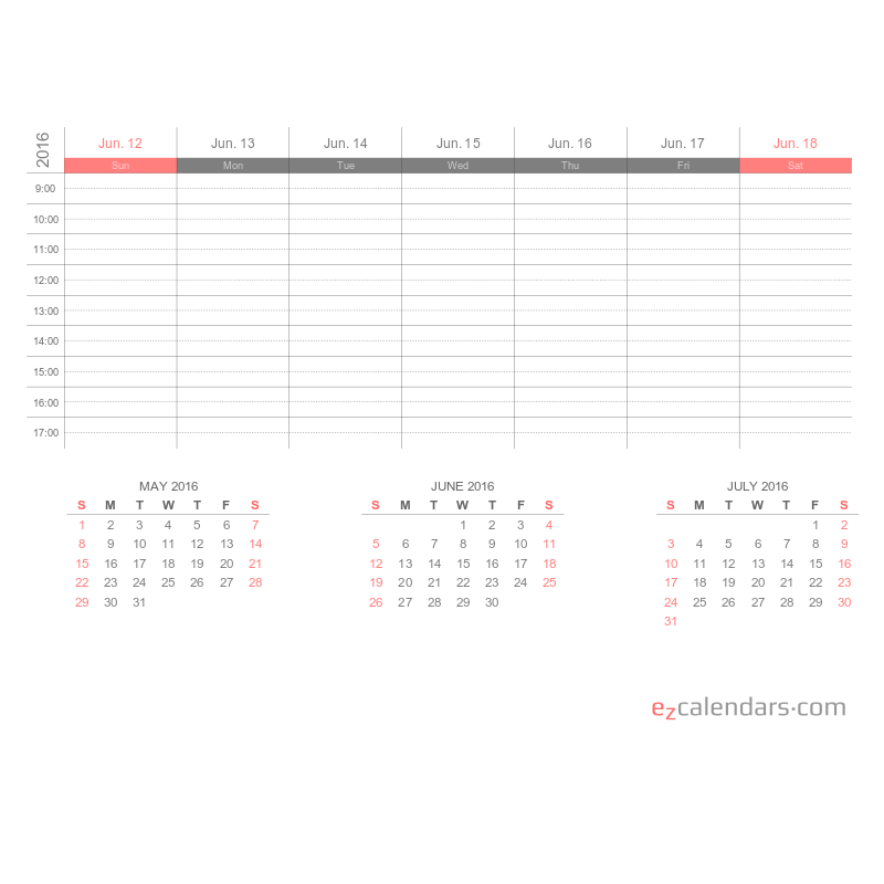 Printable One Week Appointment Calendar PDF EzCalendars