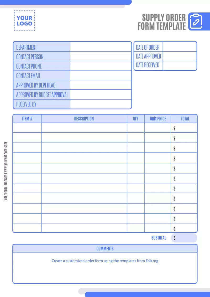 Printable Order Form Templates Printable Order Form Templates
