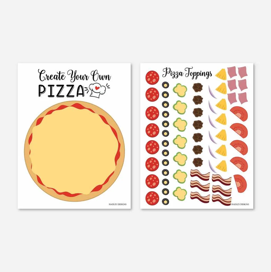 Printable Pizza Party Create Your Own Pizza Game Template Hadley Designs Printables