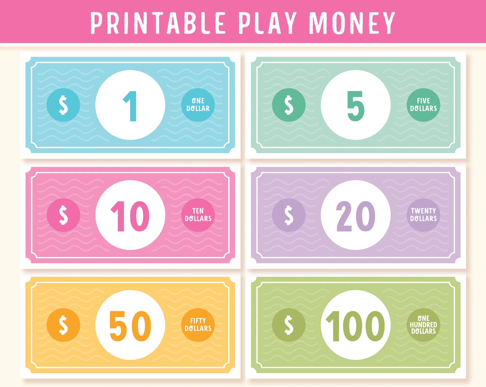 Printable Play Money Template