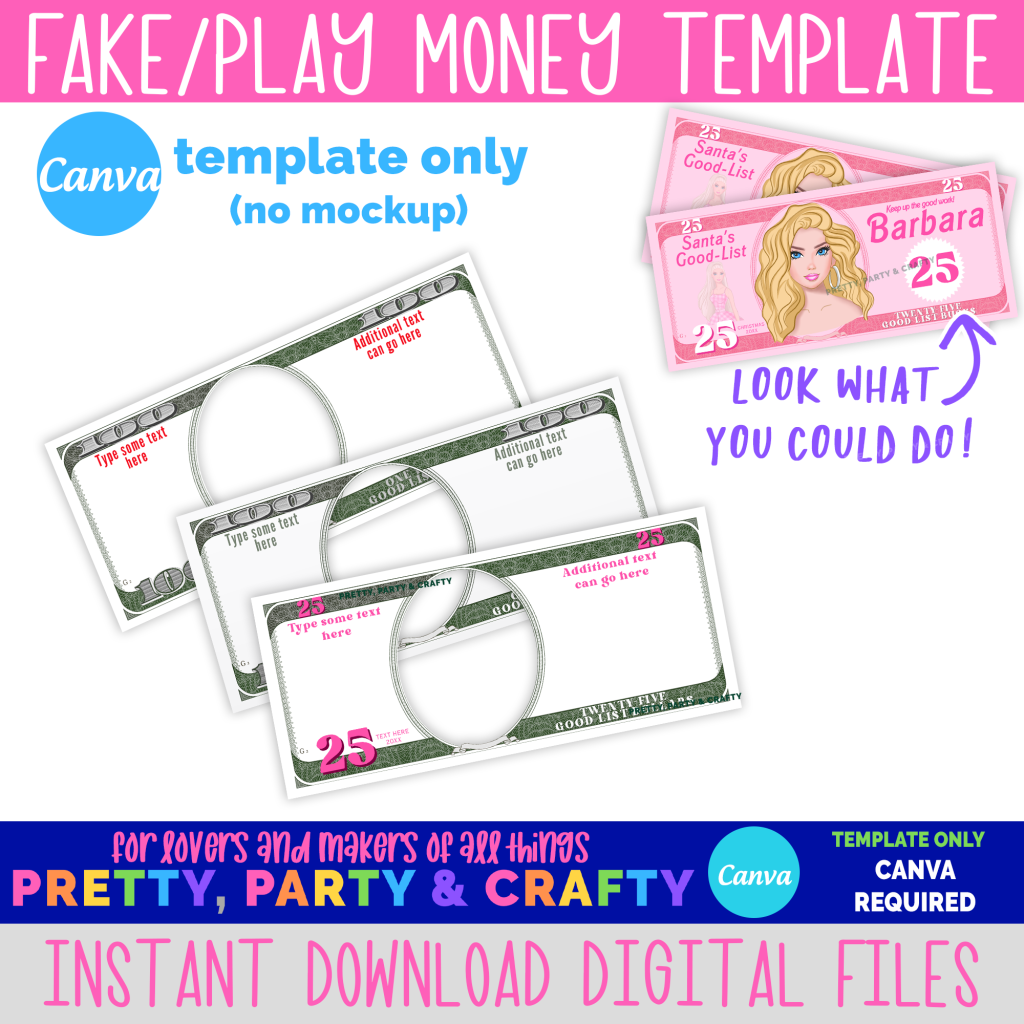 Printable Play Money Template Make Your Own In Canva Pretty Party Crafty
