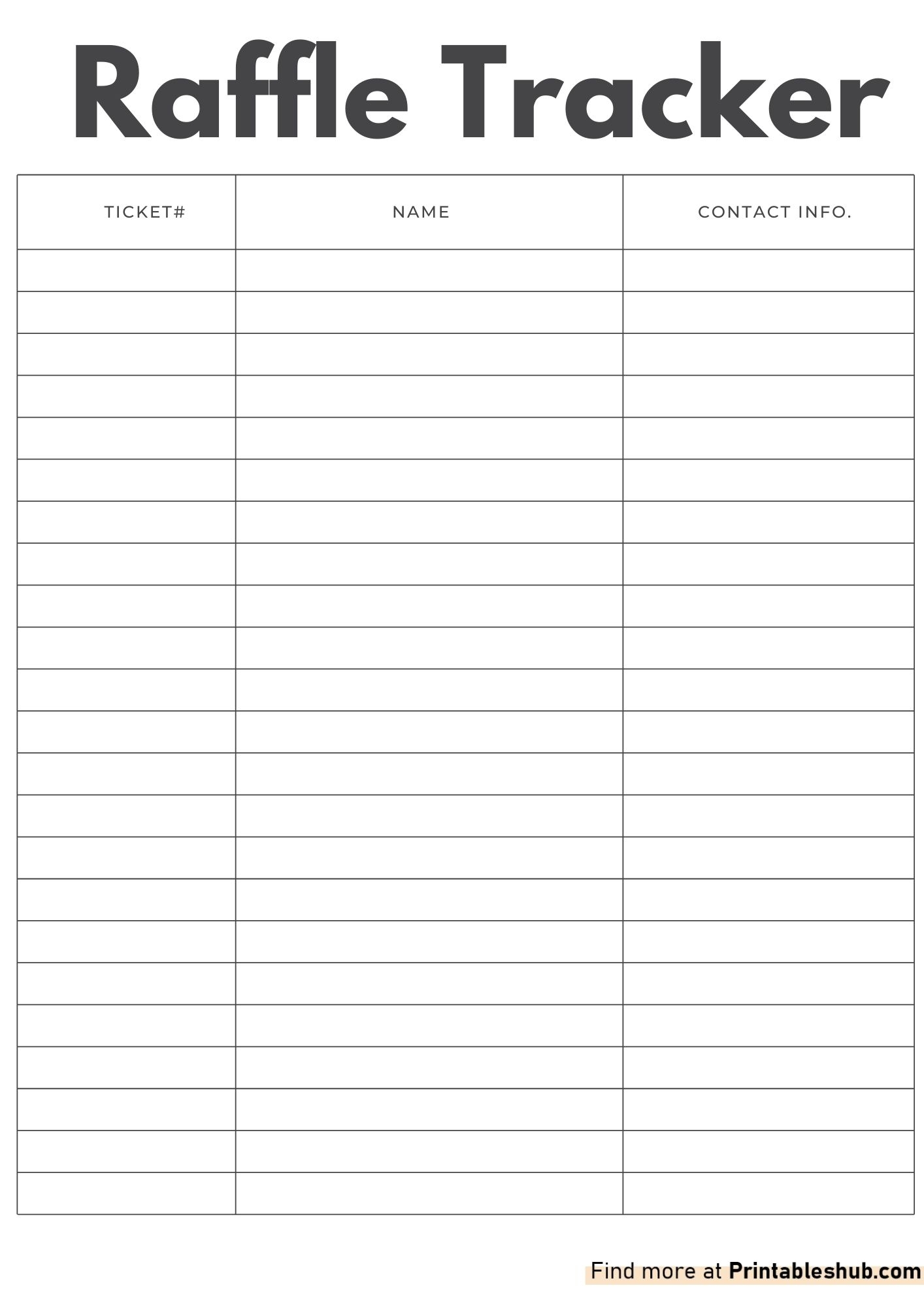 Printable Raffle Ticket Tracker Templates Printables Hub