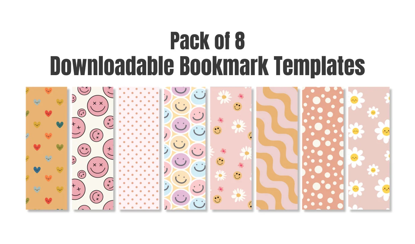 Printable Retro Smiley Bookmarks Template Printable Bookmarks Set Of 8 Bookmarks Digital Bookmark Template Instant Download Etsy UK