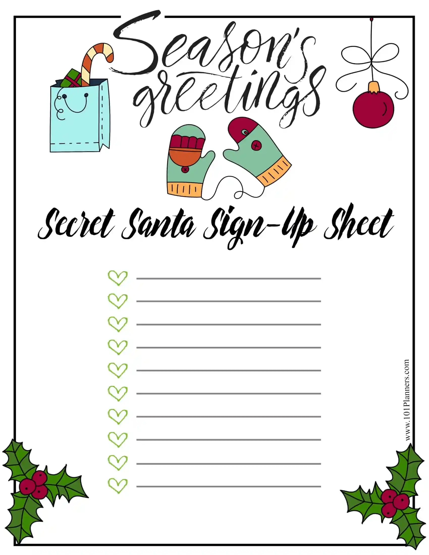 Printable Secret Santa Sign Up Sheet Printable Design Resources