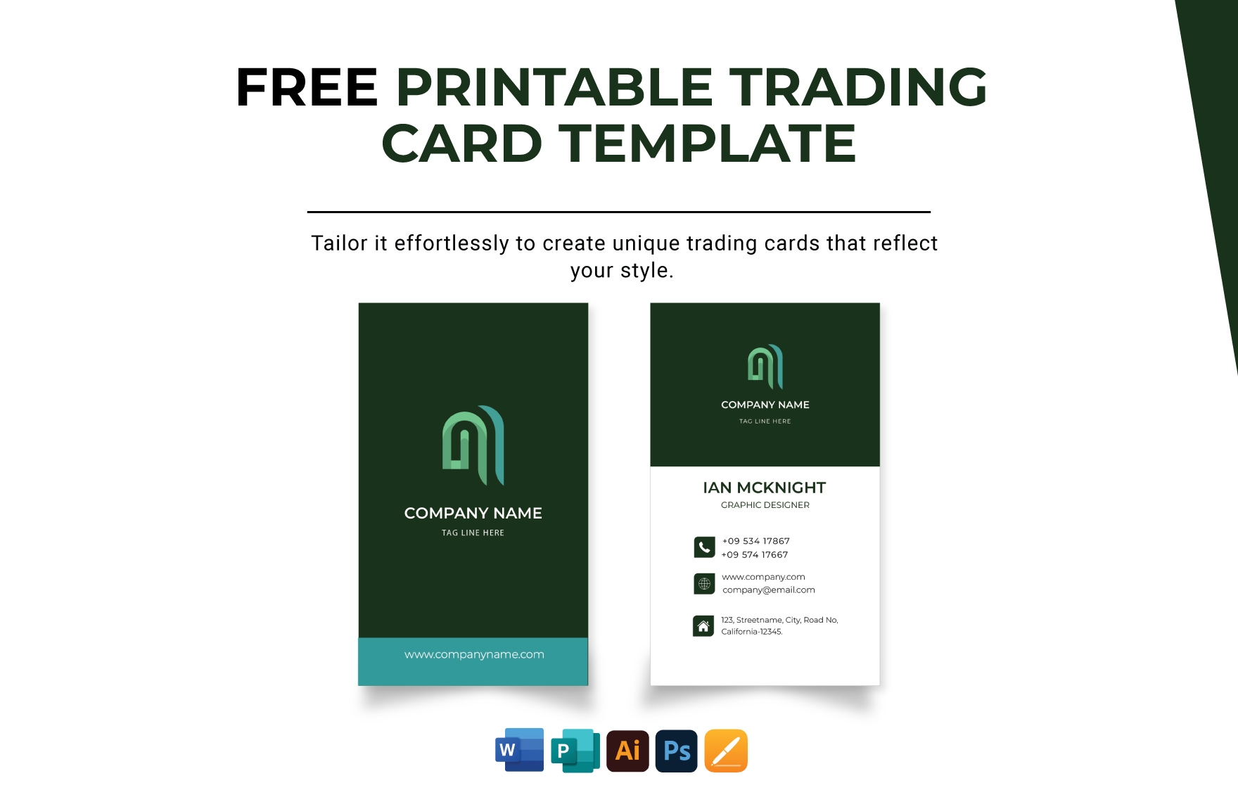 Printable Trading Card Template In Illustrator PSD Word Pages Publisher Download Template