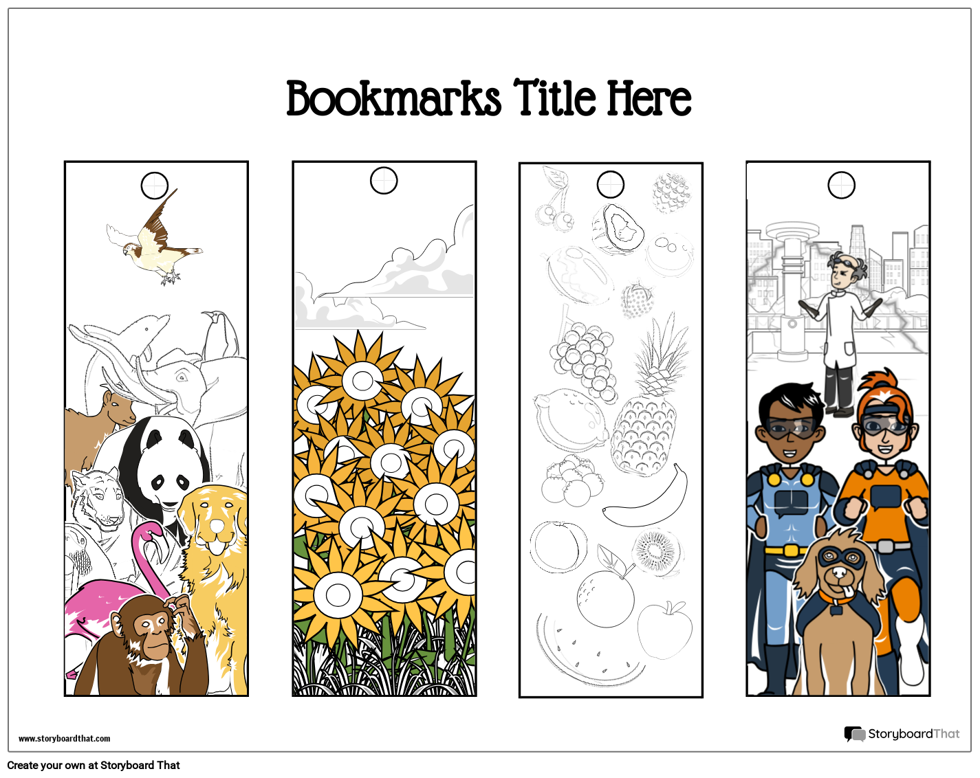 Printable Various Themed Based Bookmark Template