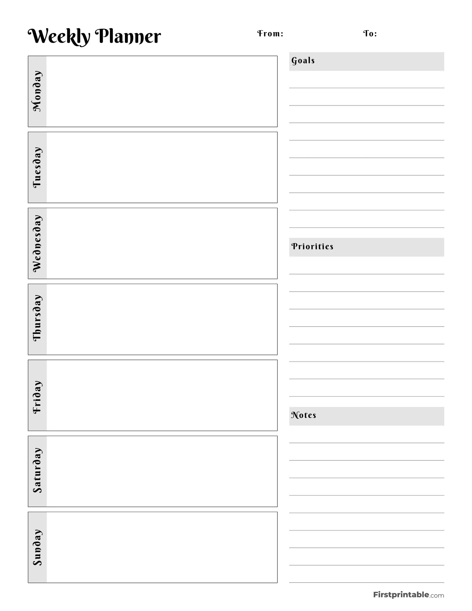 Weekly Planner Template Printable