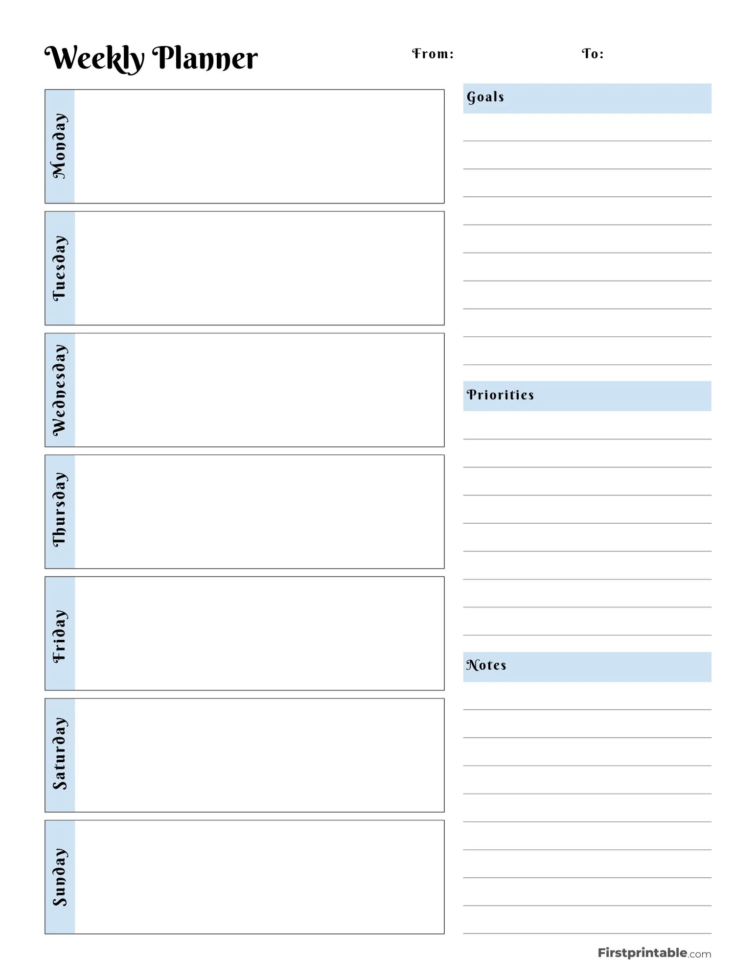 Printable Weekly Calendar U0026 Planner Free Templates Printable Weekly Calendar U0026 Planner Free Templates
