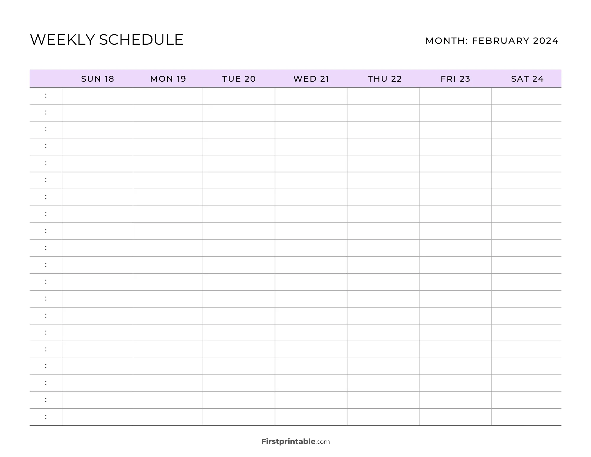 Hourly Schedule Template Printable