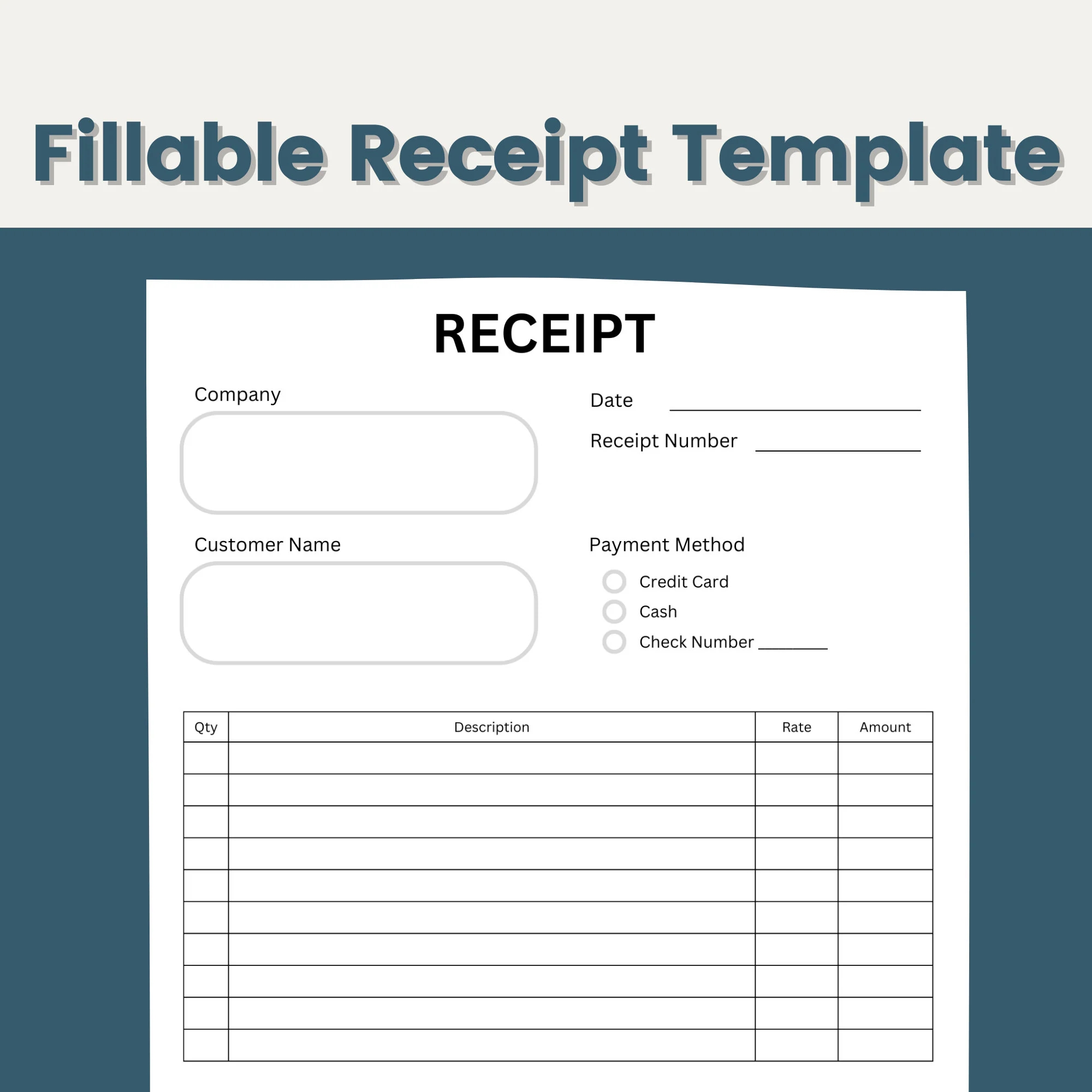 Receipt Template Fillable Receipt Printable Receipt Template Minimalist Receipt Etsy New Zealand