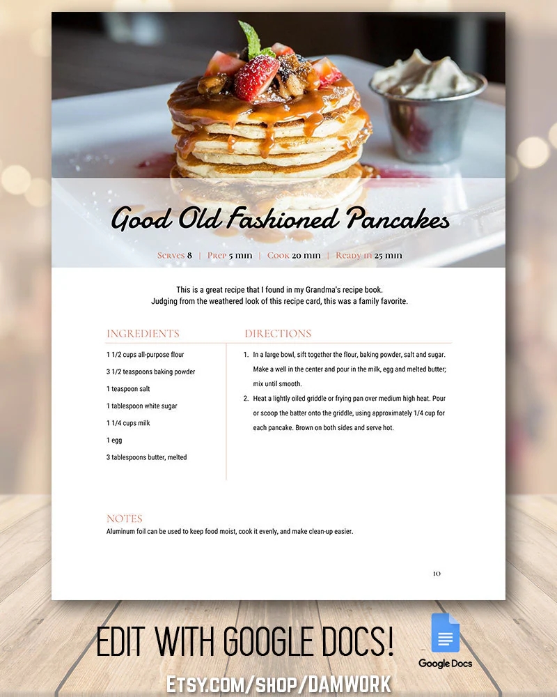 Recipe Book Template Frost Family Cookbook Editable Recipe Binder Customizable Modern Classic Rustic Farmhouse Style 5 Page Template Etsy