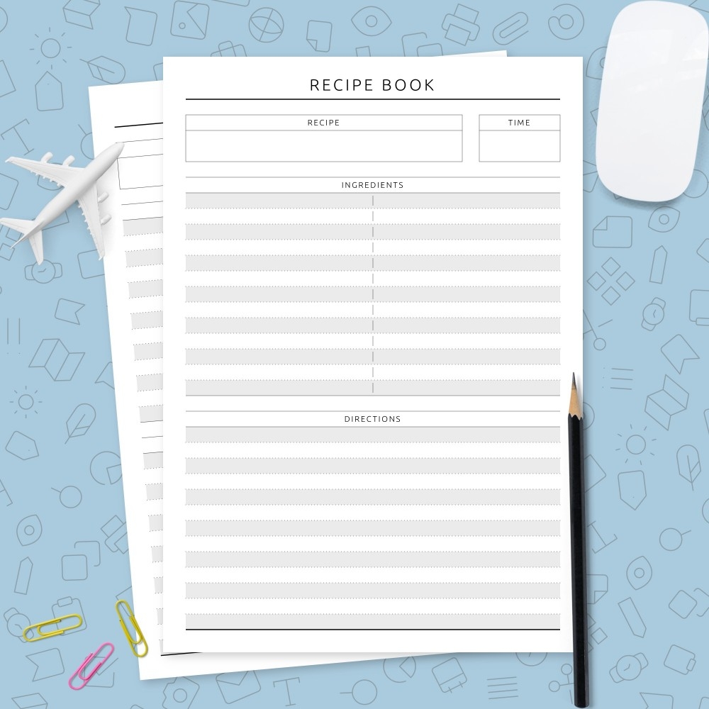 Recipe Book Template Simple Original Style Template Printable PDF