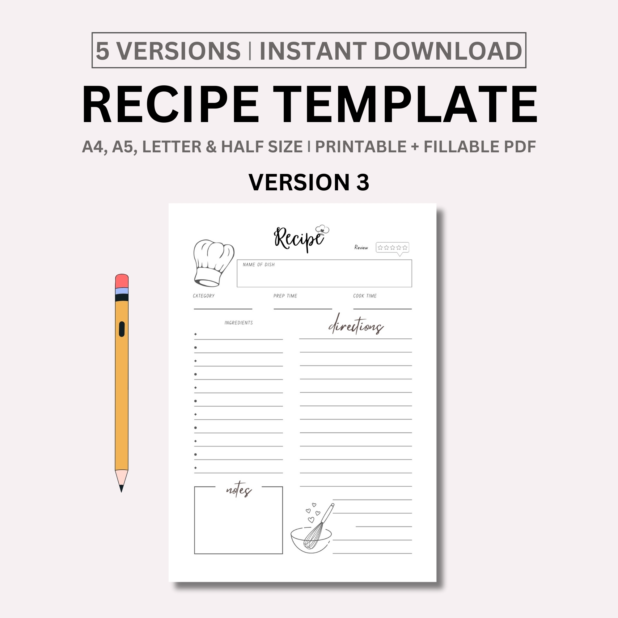Recipe Template Printable Recipe Book Blank Recipe Page R Inspire Uplift