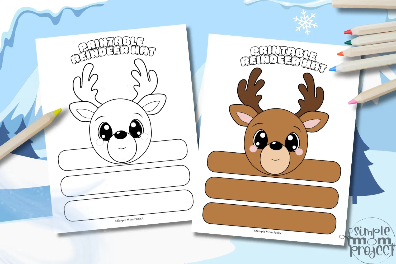 Reindeer Hat Printable Template Craft For Kids Simple Mom Project Store