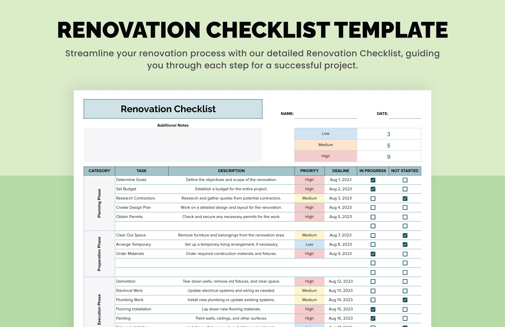 Renovation Checklist Template In Word PDF Google Docs Download Template