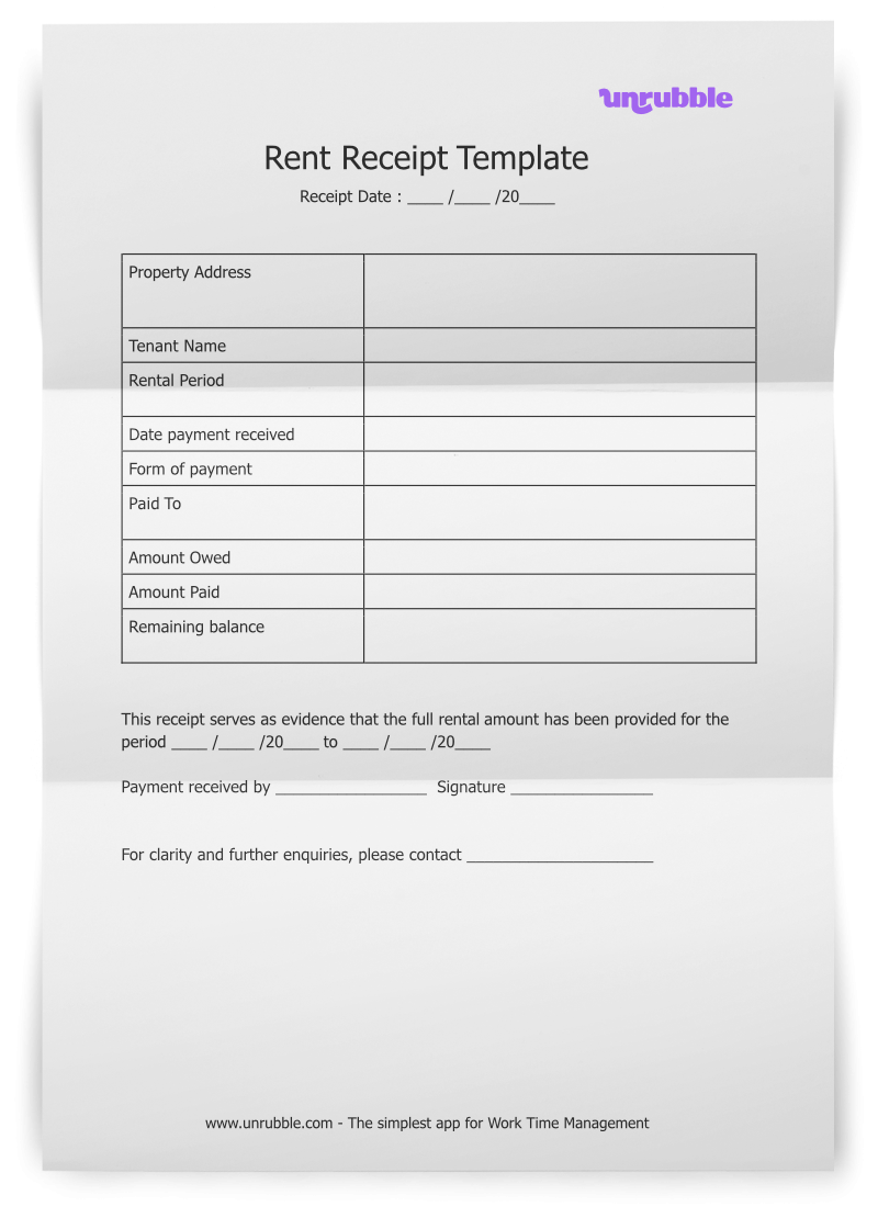 Rent Receipt Template Simplify Record Keeping Unrubble Templates