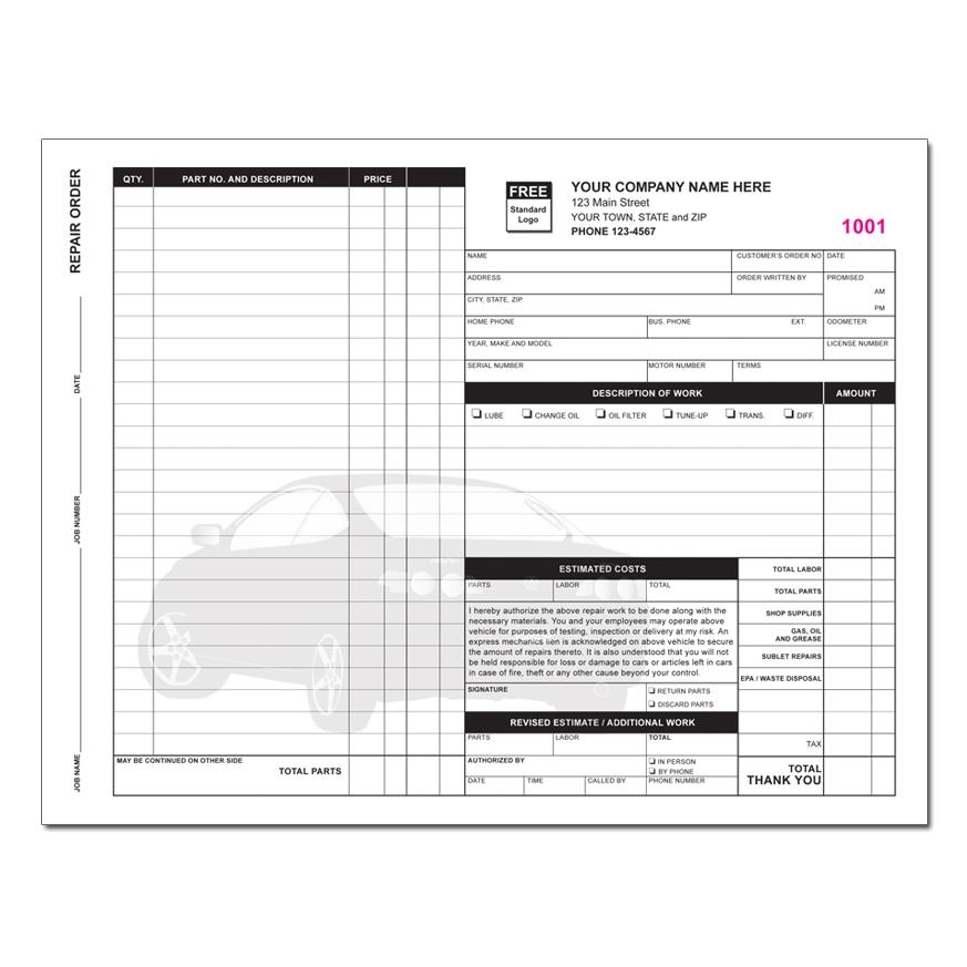 Repair Order Form Custom Printing Carbonless Copies 8 1 2 X 11 DesignsnPrint Repair Order Form Custom Printing Carbonless Copies 8 1 2 X 11 DesignsnPrint