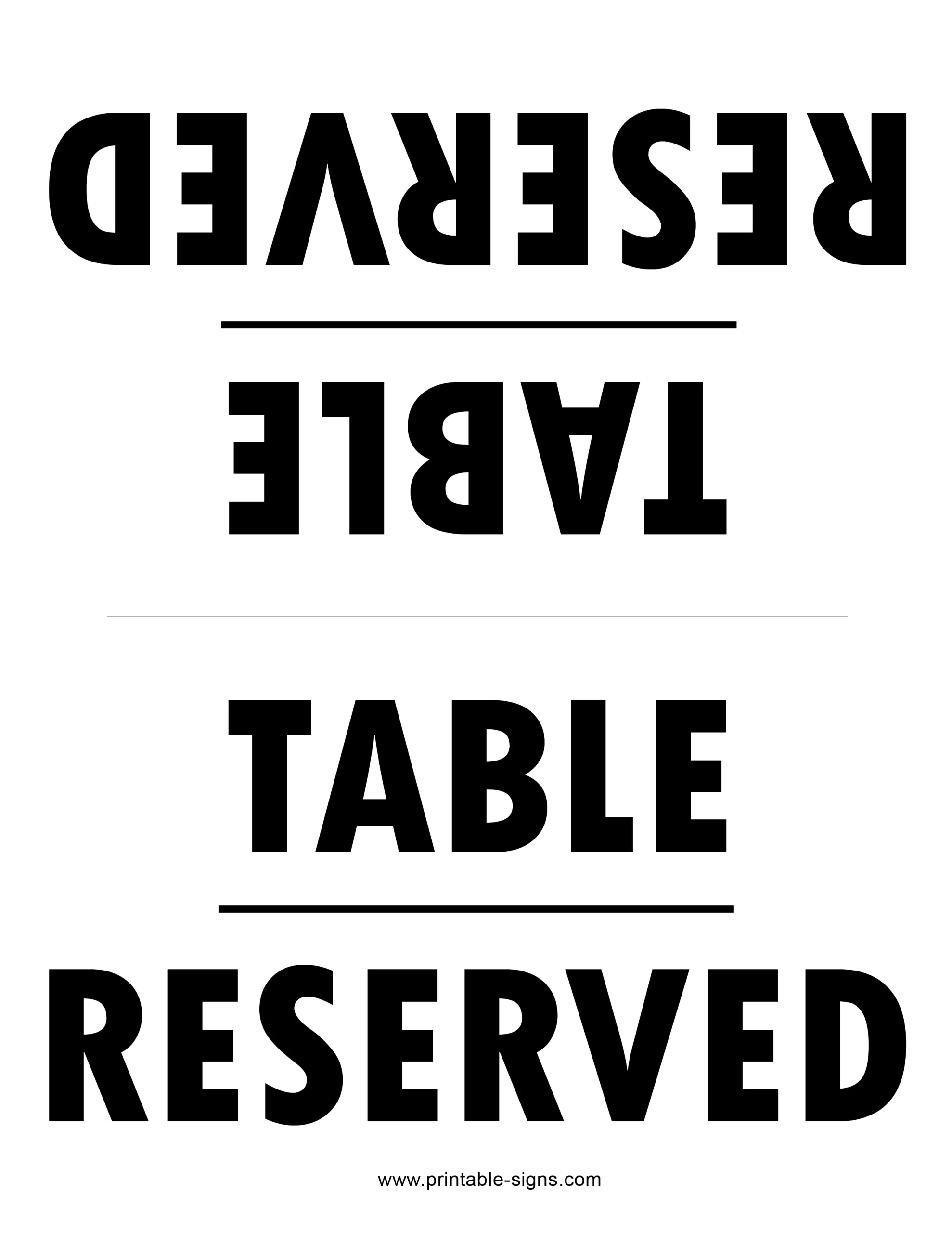 Reserved Sign For Table Printable Double Sided Printable Signs Reserved Sign For Table Printable Double Sided Printable Signs