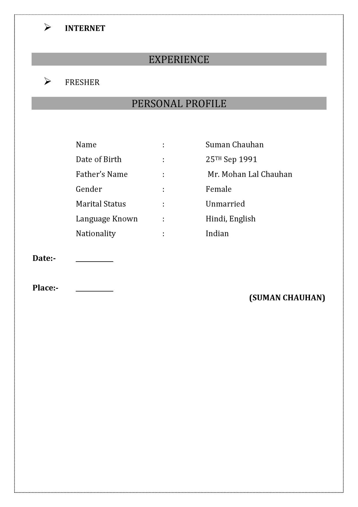 Resume Format For Freshers In Word Free Download 2 Page Resume Format For Freshers In Word Free Download 2 Page