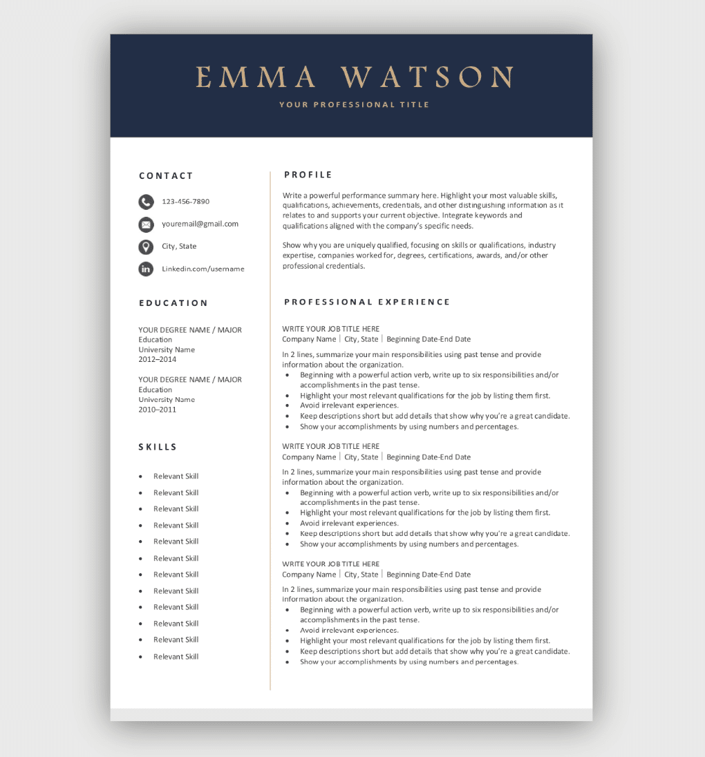 Printable Free Resume Templates
