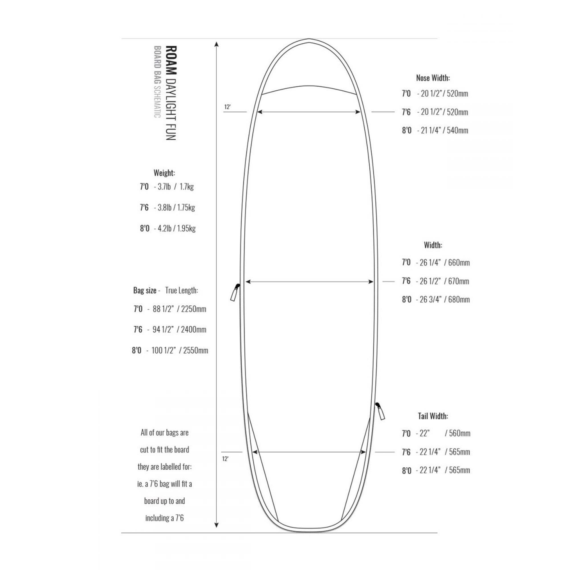 ROAM Boardbag Surfboard Daylight Funboard PLUS 8 0