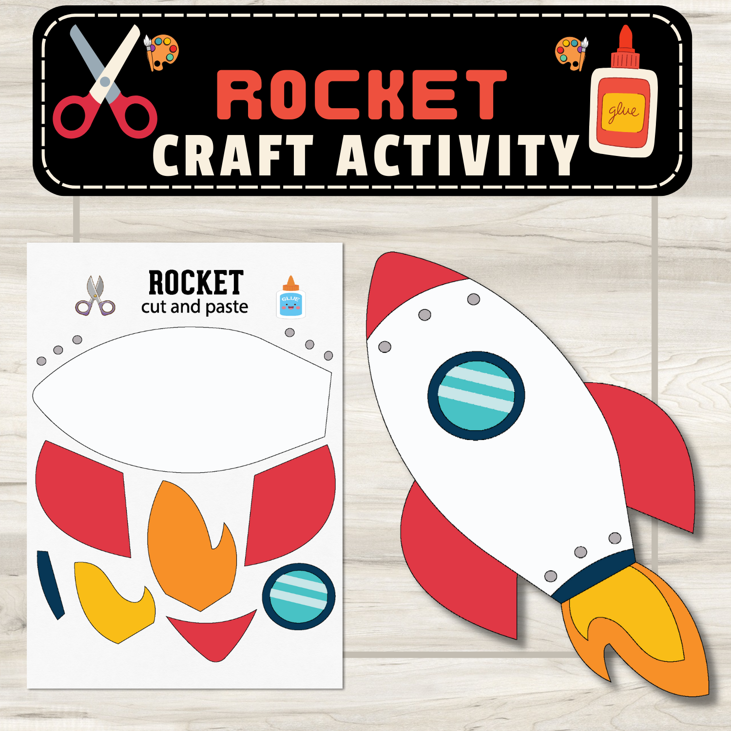 Rocket Craft Cut Paste Activity Blast Off Into Creative Space Adventures Made By Teachers