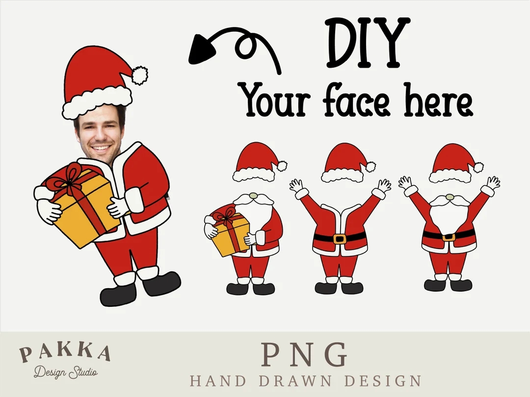 Santa Face Blank Bundle Add Your Own Photo Diy Template photo Card frame Printable Png For Christmas Gift Etsy
