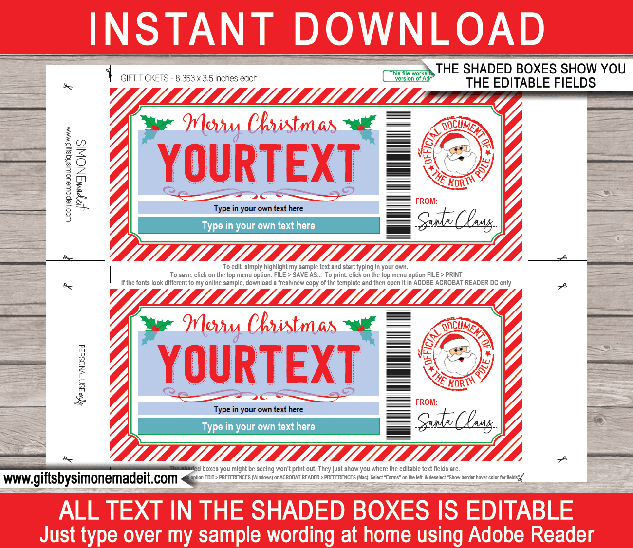 Santa Gift Certificate Template Printable Christmas Gift Card Santa Gift Certificate Template Printable Christmas Gift Card