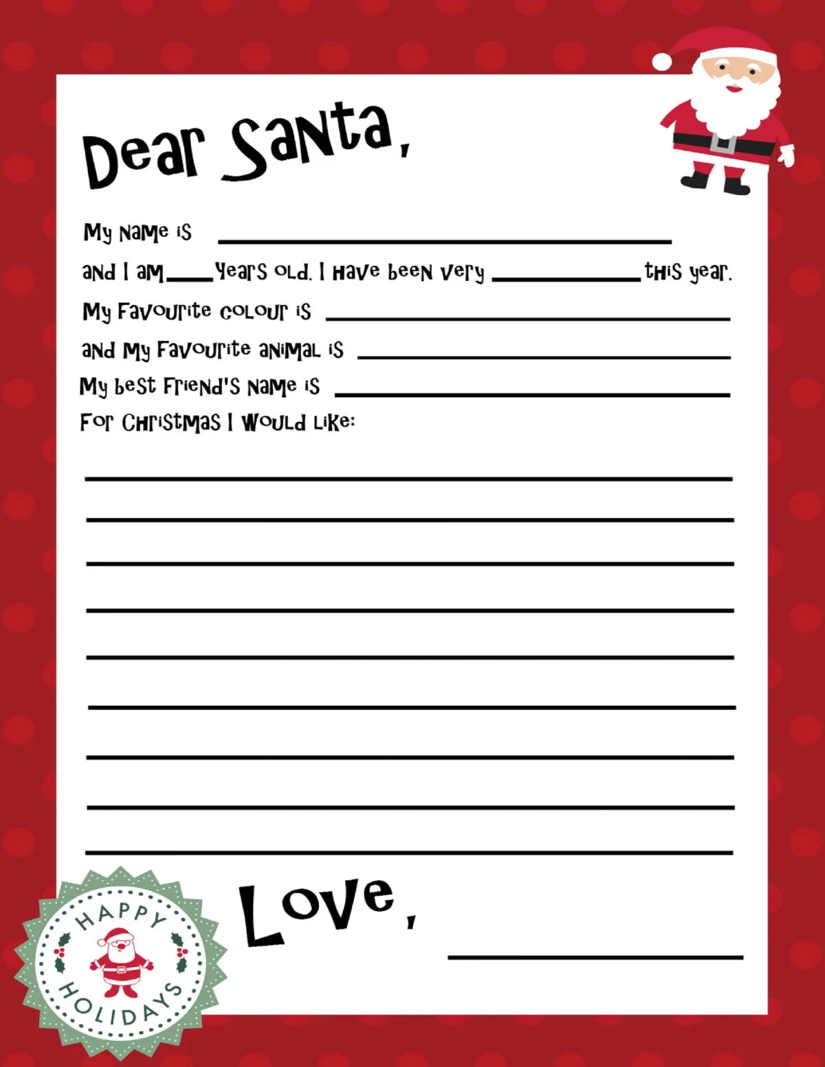 Santa Letter Template New Arrivals