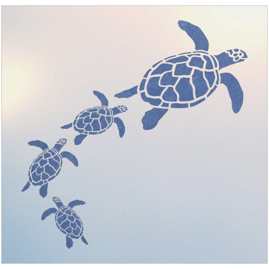 Sea Turtle Family Stencil Template The Artful Stencil
