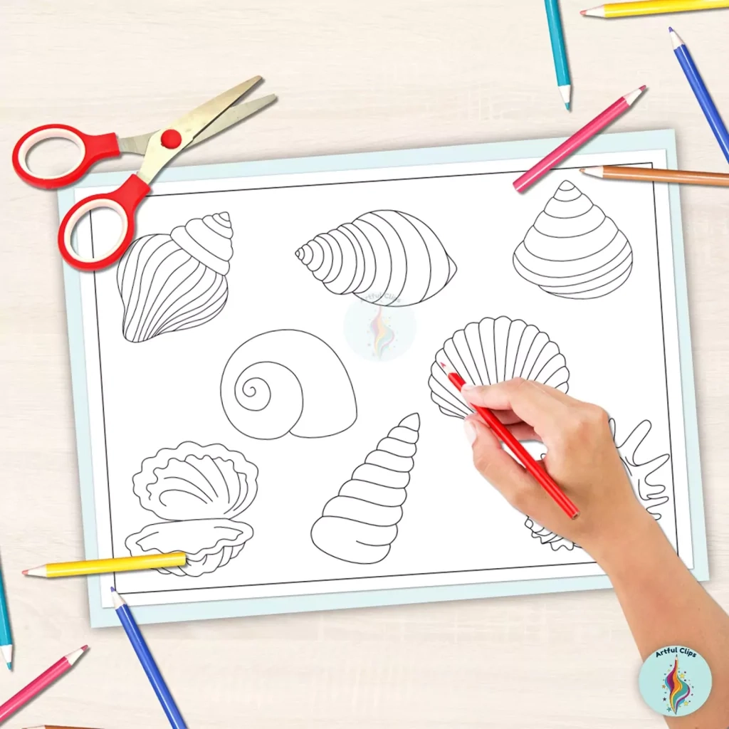 Seashell Template Set Sea Shells For Ocean Beach Day Fun