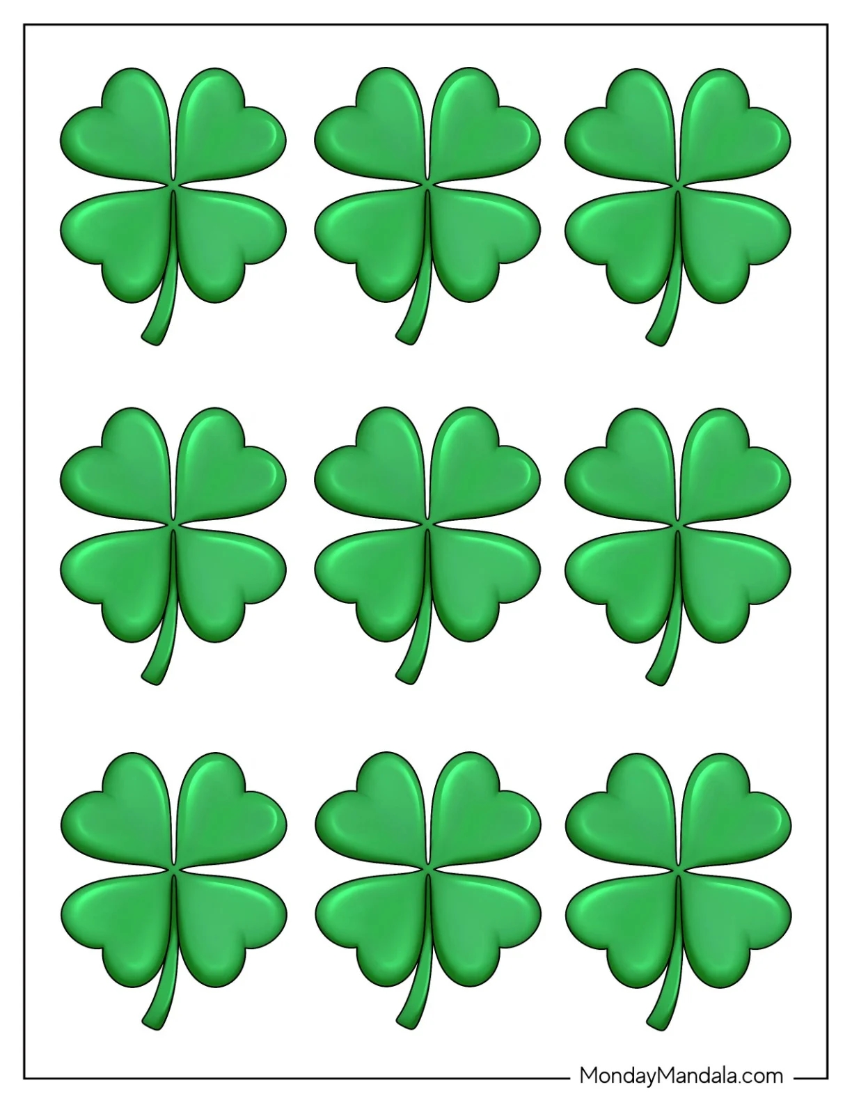 Shamrock Four Leaf Clover Templates Free Printables 
