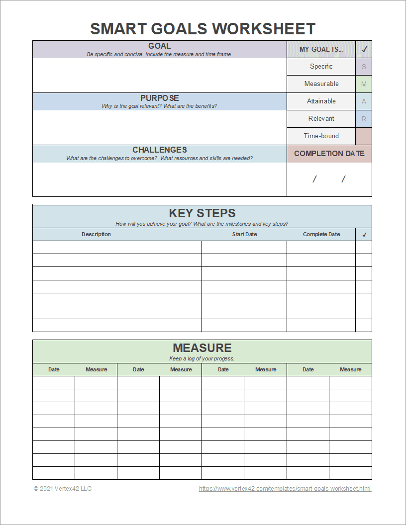 Printable Smart Goals Template