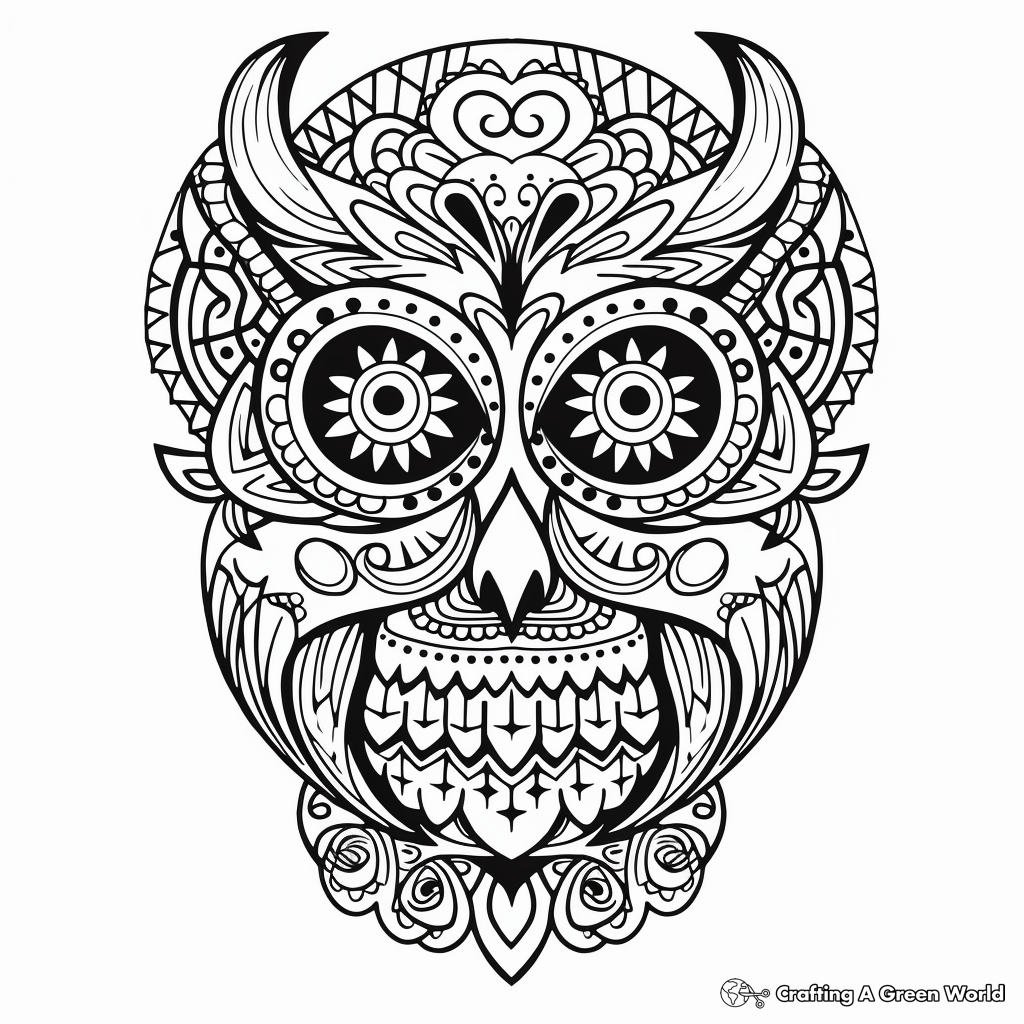 Sugar Skull Owl Coloring Pages Free Printable 